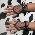 Gothic Delicate Black Lace Bow Gloves Cherubim Gentle Emo Arm Coverings Photo 6