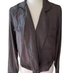 NWT Laurie Felt Dark Gray Tencel Open Front Oversized Cropped Blazer Sz XS Photo 1