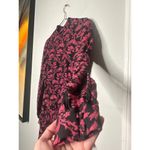 SALONI Black Rouje Floral Mock Neck Puff Sleeves Isa Ruffle Midi Dress Size 12 Photo 8