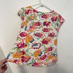 Gap Easy Tee White Pink Multi Floral Scoop Neck Short Sleeve 100% Cotton T-Shirt Photo 8