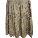 Coach Broderie Anglaise Long Skirt In Organic Cotton Dark Olive Women’s Size 6 Photo 4