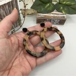 Tortoise Acrylic And Druzy Hoop Circle Earrings Black Photo 2