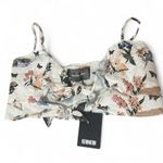 Reformation Medium Linen Crop Double Tie Tank Top Animal Print Janeiro Safari Photo 0