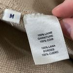 Doncaster  leather trimmed wool longline sweater cardigan with pockets tan sz M Photo 12