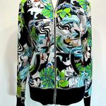 One World Special Issue Y2K 100% Cotton Bold Colorful Floral Print Zip Up Hoodie Photo 0