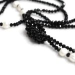 Source Unknown Vintage Chic Black Beaded Faux Pearl 46 inch Tie Statement Necklace Photo 2