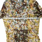 Fig And Flower Sheer Tunic Blouse XL Brown Yellow Floral Button Down Boho Photo 4