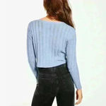 Aeropostale Blue Ribbed Button Front Cropped Top Size L NWT Photo 3