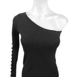 Topshop NEW  Black One Shoulder Sleeve Rings Stretch Knit Pullover Sweater Top 4 Photo 1