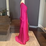 Women’s Pink Satin Full Length Long Sleeve Dress Corset Back Leg Slit Size 8 Photo 4