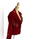 Johnny Was  Red Corduroy Floral Embroidered Jacket Boho Bohemian Size Small Photo 1