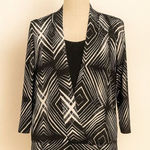 Notations SZ S Black & White Abstract Wrap Blouse Photo 0