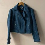 Forever 21  Dusty Blue Boucle Cropped Moto Jacket Size M GUC Photo 0