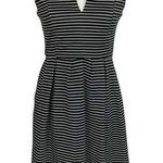 Mi Ami Black White Striped Sleeveless Fit and Flare Dress Medium Photo 0
