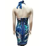 Cache Halter Dress Size 8 Blue Floral Print Polyester Spandex Photo 2