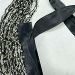 Black Multi Strand Beaded Ribbon Tie Necklace Photo 2