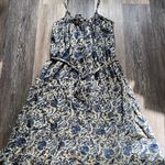 Natural Life Cotton Boho Cottagecore Earth Tone Blue Cream Midi Dress Medium Photo 1