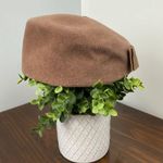 Vintage Carson Prairie Scott Brown Peachbloom Brown Velour Beret Hat Medium Bow Photo 3