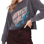 Paige jeans the world tour cropped sweatshirt women’s size xs graphic Photo 0