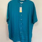 Boden Kimono Sleeve 100% Linen Shirt Swim Coverup Women's 14 Blue Resortwear NWT Photo 7