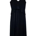H by Halston Black Midi Dress Size XS Tiered Ruffle Hi-low Hem Spaghetti Straps Photo 0