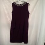Calvin Klein Deep Purple Dress Embellished FAUX PEARL Neckline WOMENS SIZE 14 Photo 8