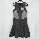 š NWT ZAC Zac Posen VOGUE Peplum Midi Dress Printed Stretch Black Gray White 14 Photo 2