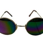 Vtg Mirrored Round Glasses Fashion 80’s John Lennon Punk Gradient Steampunk Gold Photo 0