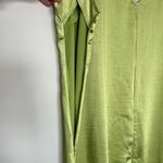 Nasty Gal Plus Size Textured Satin Lime Green V-Neck Mini Dress Photo 7