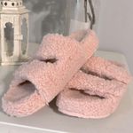 The Comfy  Pink Fleece Platform Sandals Slippers Slides Womens 8 Photo 3