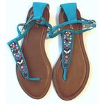 Bamboo  Mason Turquoise Blue Beaded Sandal 8.5 Photo 2