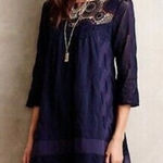 Anthropologie NWT Holding Horses  Crotchet Shift Dress in Navy‎ Size Extra Small Photo 0