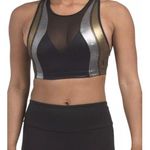 Good American  Size 0 Sports Bra Black Gold Silver Mesh Photo 0