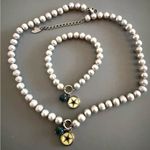 Dallas Cowboy Blue Freshwater Pearl Bracelet Bracelet Necklace Set features Photo 2