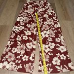 Abercrombie & Fitch  Burgundy & White Floral Wide Leg Linen Pants - Size Small Photo 5