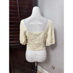 Sophie Rue Womens Blouse Off White Floral Elbow Sleeve V Neck Smocked Boho L New Photo 3