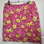 Lilly Pulitzer  Floral Print Skirt Bright Pink Yellow White Cotton Size 14‎ Photo 2