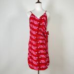 Farm Rio NOWT  Linen blend Copabanana Wrap Mini Dress Red Pink Size L Photo 5