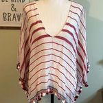 Lovestitch  lightweight pompom trim one size poncho swim cover up Photo 0