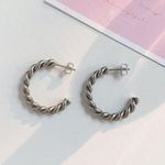 Twisted hoops earrings large hoop earrings silver hoops earrings Photo 1