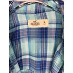 Hollister  Blue Teal Plaid Long-sleeved Button-Down Shirt Medium Photo 4