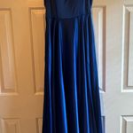 Macy's Royal Blue Satin Prom Dress With Pockets Photo 2