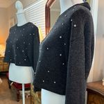 ZARA Charcoal Rhinestones-Studded Crew Neck Sweater NWOT Photo 5