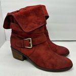 Donald Pliner Donald J Pliner Womens size 7.5 Suede Danee Western Moto Boots Red Fold Down Photo 12