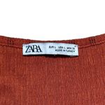 ZARA  Deep Orange V Neckline Short Sleeve Midi Dress US L Photo 5