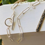 Handmade Paper Link Chain Toggle Crystal Necklace Photo 0