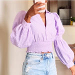ZARA Purple Gingham Cropped Women's Top Photo 0