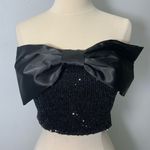 Wildfox Alston Strapless Sequin Satin Bow Top Black size XS Photo 2