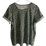Blair Green and White Polka Dotted Splash Knit Top Size 2XL Photo 0