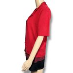 Christopher & Banks Womens Knit Cardigan Sweater Short Sleeve Collared Red Mediu Photo 4